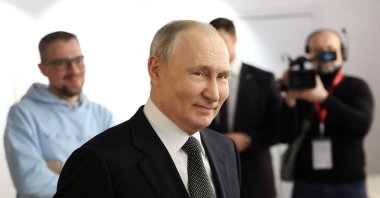 Russian President Vladimir Putin tours an exhibition as part of the Strong Ideas for a New Time forum held by the Agency for Strategic Initiatives (ASI) autonomous nonprofit organization, Moscow, Russia, Feb. 20, 2024. (Reuters Photo)