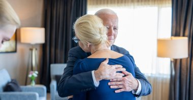U.S. President Joe Biden hugs Yulia Navalnaya, widow of Kremlin opposition leader Alexei Navalny, who died last week in a Russian prison, San Francisco, U.S., Feb. 22, 2024. (AFP Photo)