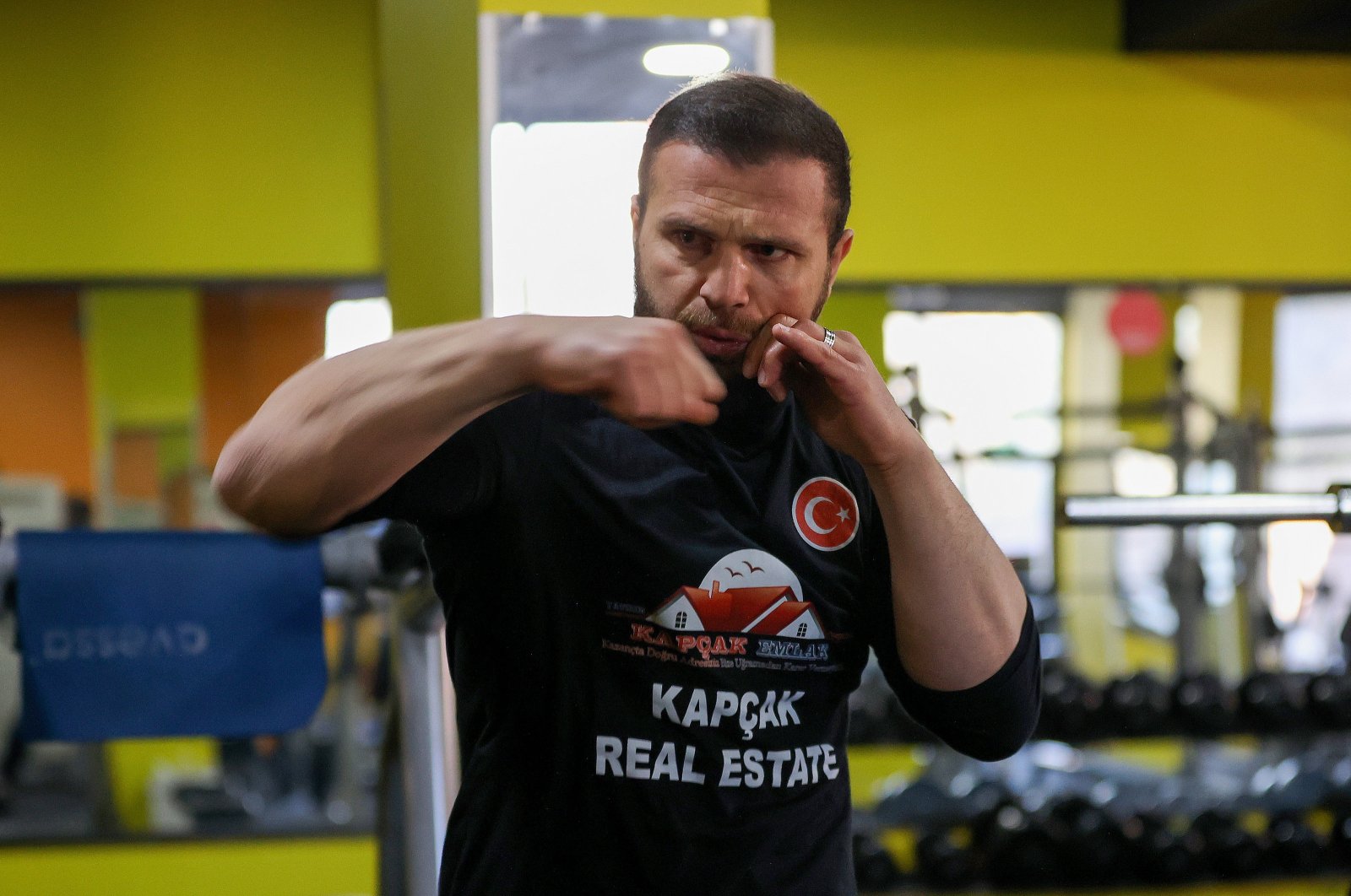 Kickboxing world champion Kadir Yıldırım trains for the martial arts camp event in Varna, Bulgaria, Istanbul, Türkiye, Feb. 20, 2024. (AA Photo)