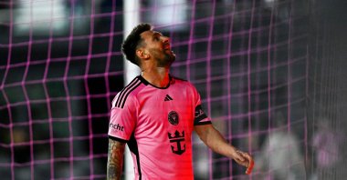 Inter Miami's Argentine forward Lionel Messi reacts during the MLS football match against Real Salt Lake at Chase Stadium in Fort Lauderdale, Florida, Feb. 21, 2024. (AFP Photo)