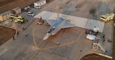 Türkiye's homegrown fifth-generation fighter jet KAAN is seen, Ankara, Türkiye, Feb. 21, 2024. (AA Photo)