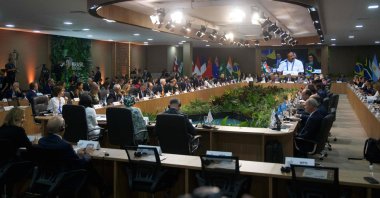 General view of the G-20 Foreign Ministers meeting in Rio de Janeiro, Brazil, taken on Feb. 21, 2024. (AFP Photo)