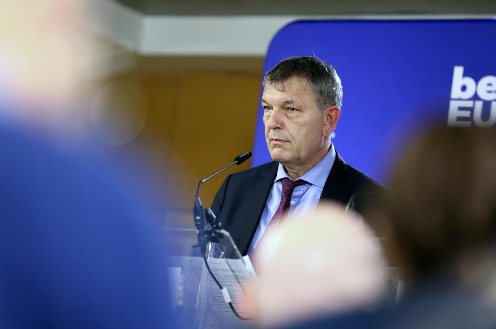 UNRWA chief Philippe Lazzarini speaks during a press conference in Brussels, Belgium, Feb. 12, 2023. (AFP Photo)