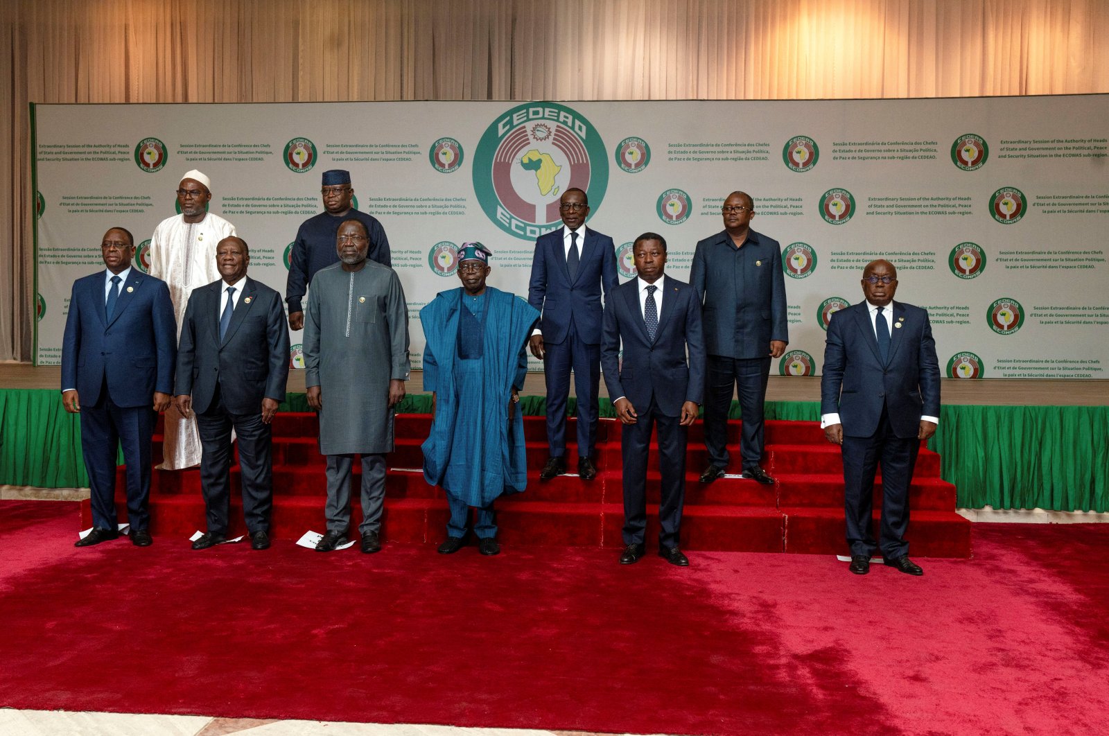 Leaders pose for a photo before the Economic Community of West African States (ECOWAS) Extraordinary Session of the Authority of Heads of State and Government in Abuja, Nigeria Feb. 24, 2024. (Reuters Photo)