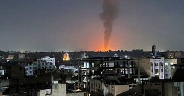 Smoke rises in the sky following U.S.-led airstrikes in Sanaa, Yemen, Feb. 25, 2024. (Reuters Photo)