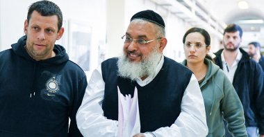 Rabbi Aharon Ramati (R) is seen at a court in this undated photo in west Jerusalem, Israel. (Sabah Archives Photo)