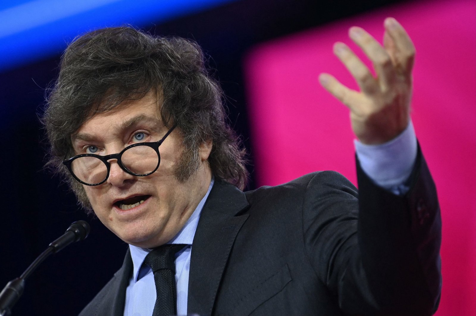 Argentine President Javier Milei speaks during the annual Conservative Political Action Conference (CPAC) meeting, National Harbor, Maryland, U.S., Feb. 24, 2024. (AFP Photo)