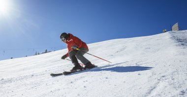 Young skier skis at Jahorina Ski Resort, Bosnia-Herzegovina, Feb. 22, 2022. (Getty Images Photo)