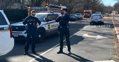 Members of the U.S. Secret Service block access to a street leading to the Embassy of Israel in Washington, D.C., U.S., Feb. 25, 2024. (AFP Photo)