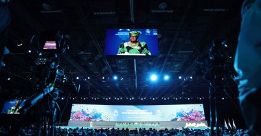 World Trade Organization (WTO) Director-General Ngozi Okonjo-Iweala addresses delegates during a session on fishery subsidies during the 13th WTO Ministerial Conference in Abu Dhabi, UAE, Feb. 26, 2024. (AFP Photo)