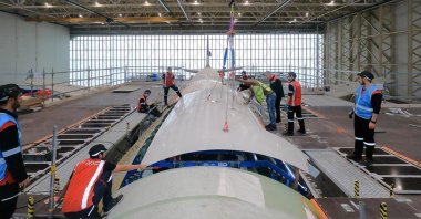 Workers are seen at a Turkish Technic facility, Istanbul, Türkiye, Feb. 1, 2024. (AA Photo)