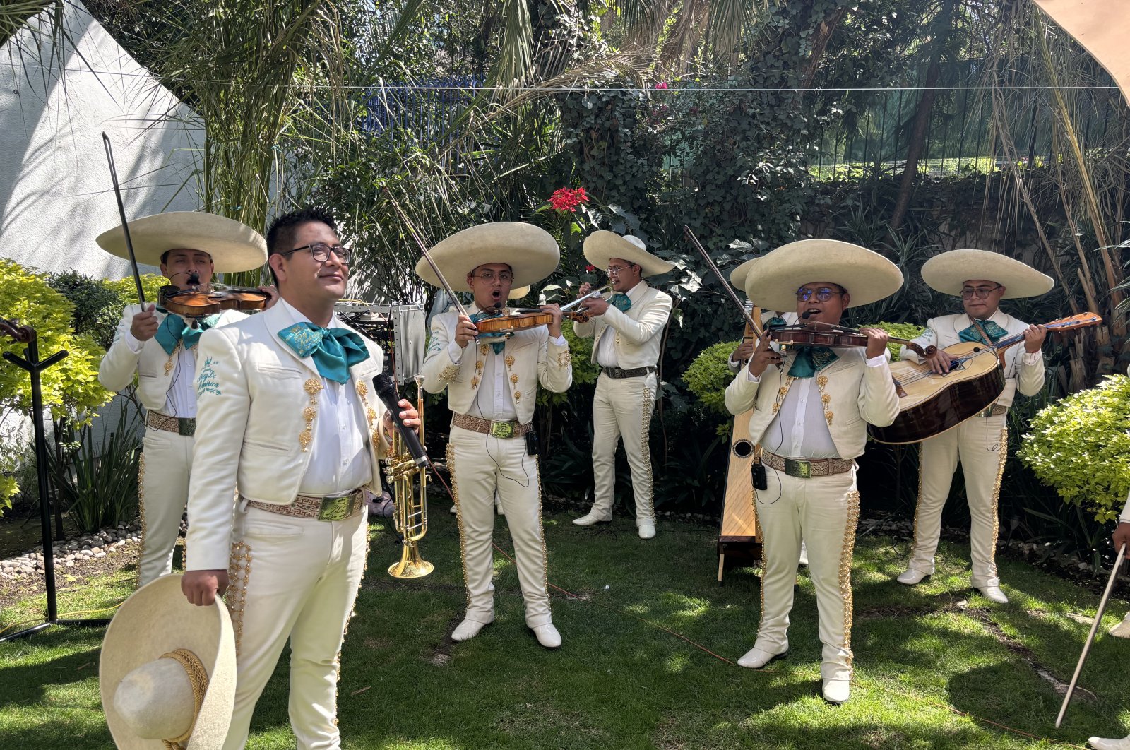 In a harmonious celebration of cultural exchange, mariachis took center stage to perform Türkiye&#039;s national anthem during the Türkiye-Mexico City Media Meetings hosted by the YEE in Mexico City, Mexico, Feb. 24, 2024. (Photo by Funda Karayel)