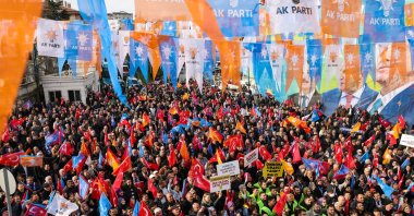 Justice and Development Party (AK Party) supporters attend the opening of an election campaign office, Ankara, Türkiye, Feb. 17, 2024. (AA Photo)
