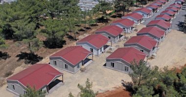 Aerial view of prefabricated homes built by Turkish firm Karmod in the earthquake zone, southeastern Türkiye, Dec. 14, 2023. (AA Photo)