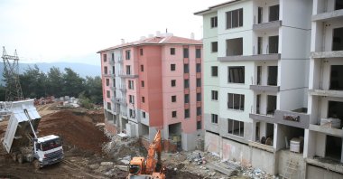Construction of permanent housing continues in earthquake-hit Hatay, Türkiye, Feb. 27, 2024. (AA Photo)