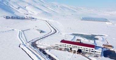 A view of the Tatilium Thermal Hotel in the Çaldıran district of Van, one of the coldest areas in Türkiye, Feb. 27, 2024. (AA photo)