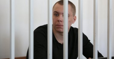 Nikita Zhuravel attends a court hearing in the Chechen capital of Grozny, Russia, Feb. 27, 2024. (Reuters Photo)