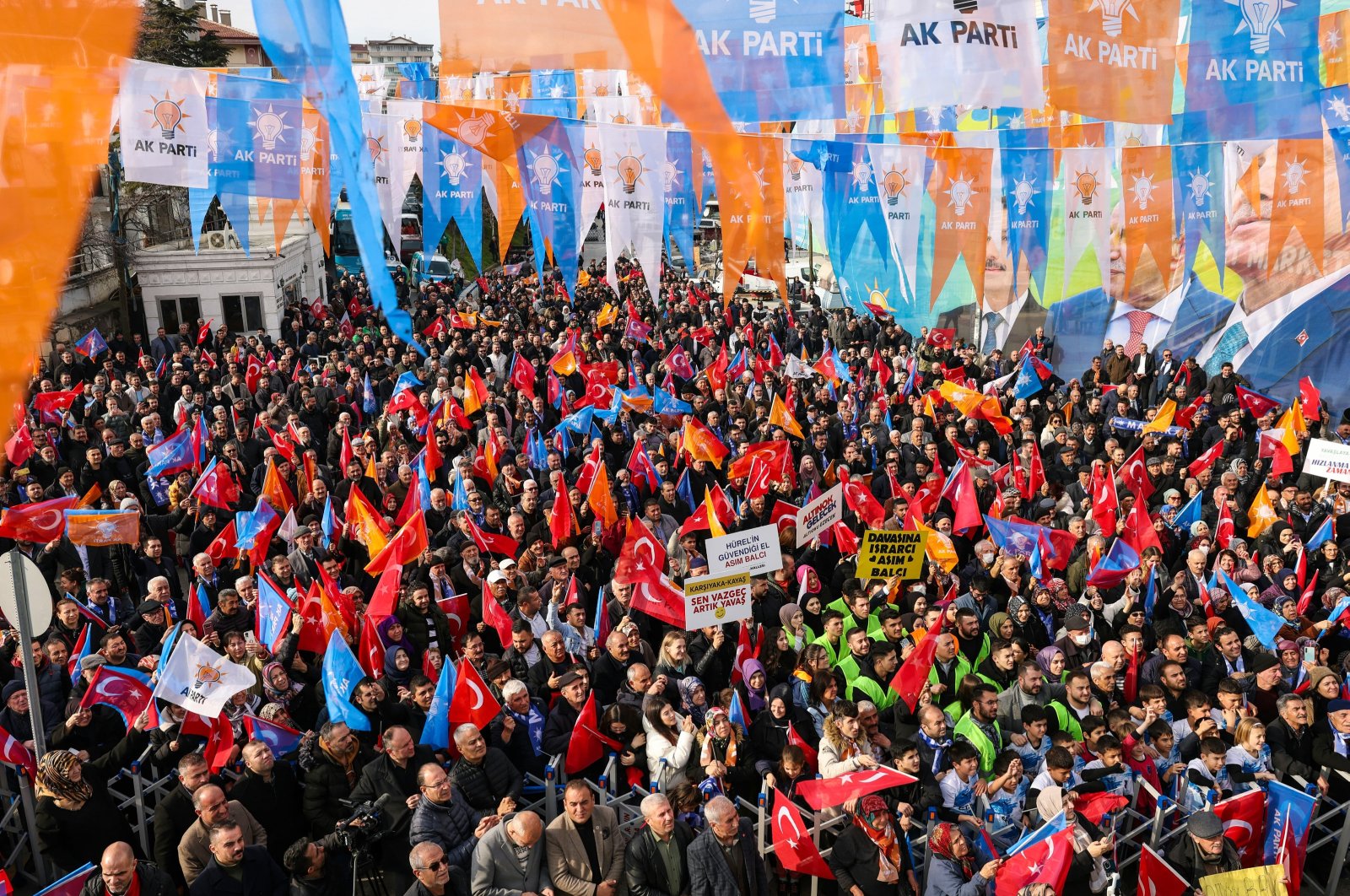 Justice and Development Party (AK Party) supporters attend the opening of an election campaign office, Ankara, Türkiye, Feb. 17, 2024. (AA Photo)