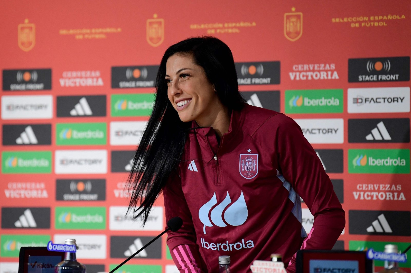 Spain&#039;s Jennifer Hermoso leaves a news conference on the eve of the UEFA Women&#039;s Nations League final football match between Spain and France at the La Cartuja stadium, Seville, Spain, Feb. 27, 2024. (AFP Photo)