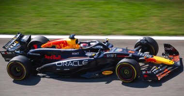 Red Bull Racing&#039;s Dutch driver Max Verstappen drives during the first day of the Formula One preseason testing at the Bahrain International Circuit, Sakhir, Bahrain, Feb. 21, 2024. (AFP Photo)