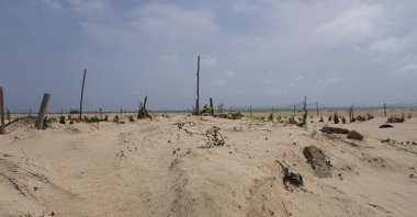 A view of a beach where bodies of migrants from capsized boats are buried in unmarked beach graves in Saint Louis, Senegal, July 15, 2023. (AP Photo)