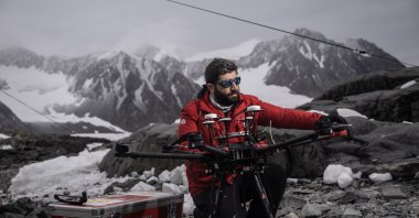 Murat Özkatan, a member of the 8th National Antarctic Science Expedition, conducts research on Horseshoe Island, Antarctica, Feb. 28, 2024. (AA Photo)