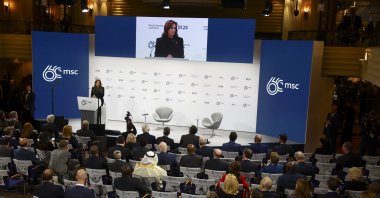 U.S. Vice President Kamala Harris speaks during the Munich Security Conference, in Munich, Germany, Feb. 16, 2024. (AP Photo)