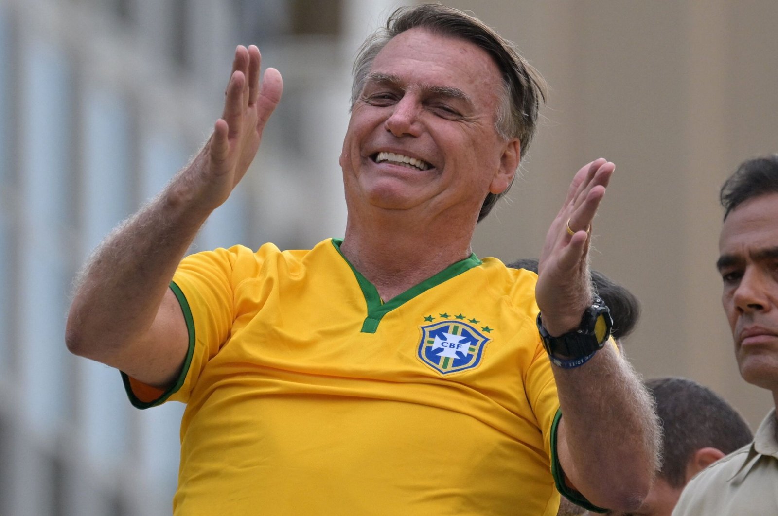 Former Brazilian President Jair Bolsonaro gestures during a rally in Sao Paulo, Brazil, Feb. 25, 2024. (AFP Photo)