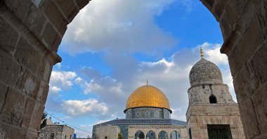 A general view of the Dome of the Rock is pictured at the compound of the Al-Aqsa Mosque in the Old City of East Jerusalem, occupied Palestine, Feb. 20, 2024. As the Gaza war rages and the Muslim holy month of Ramadan nears, concern has grown over potential tensions at Jerusalem's Al-Aqsa Mosque compound, a past flashpoint for violence. (AFP Photo)