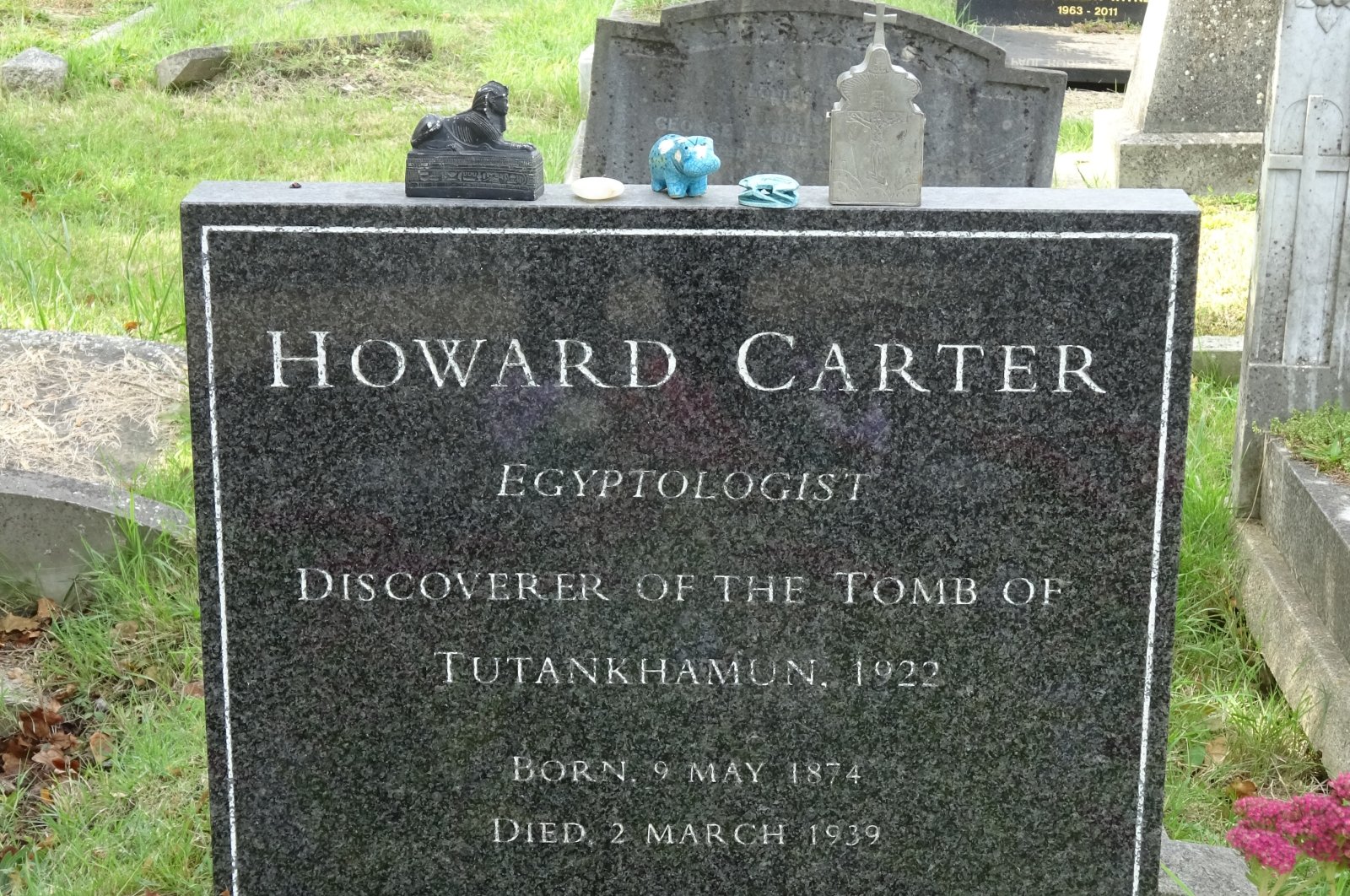 The gravestone of Egyptologist Howard Carter lies at the Putney Vale Cemetery, London, U.K. (Photo by A. Peter Dore)