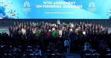 Delegates pose for a family photo during the 13th WTO ministerial conference in Abu Dhabi, UAE, Feb. 26, 2024. (Reuters Photo)
