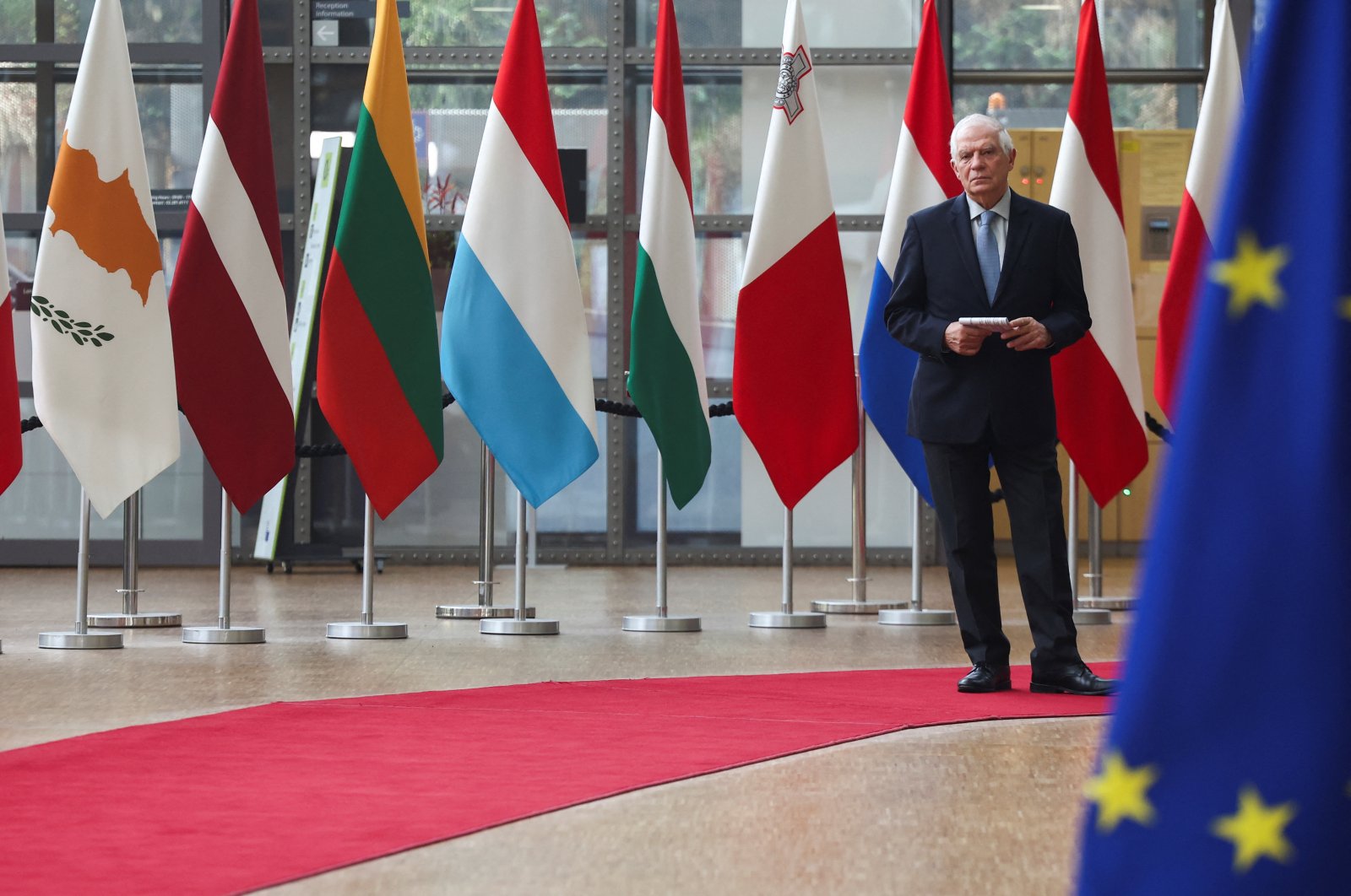 European Union Foreign Policy chief Josep Borrell arrives for a meeting of EU foreign ministers in Brussels, Belgium, Feb. 19, 2024. (Reuters Photo)