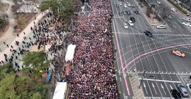 Doctors and supporters hold a mass rally in Seoul, South Korea, March 3, 2024. (EPA Photo)