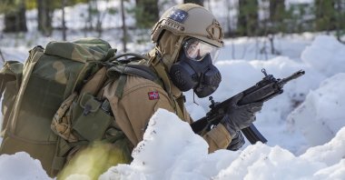 A Norwegian soldier is seen during NATO&#039;s Exercise Cold Response 2022, Rena, Norway, March 26, 2024. (Reuters Photo)