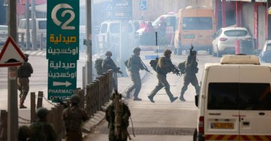 Israeli troops raid the Al-Amari refugee camp near Ramallah, in the occupied West Bank, on March 4, 2024. (AFP Photo)