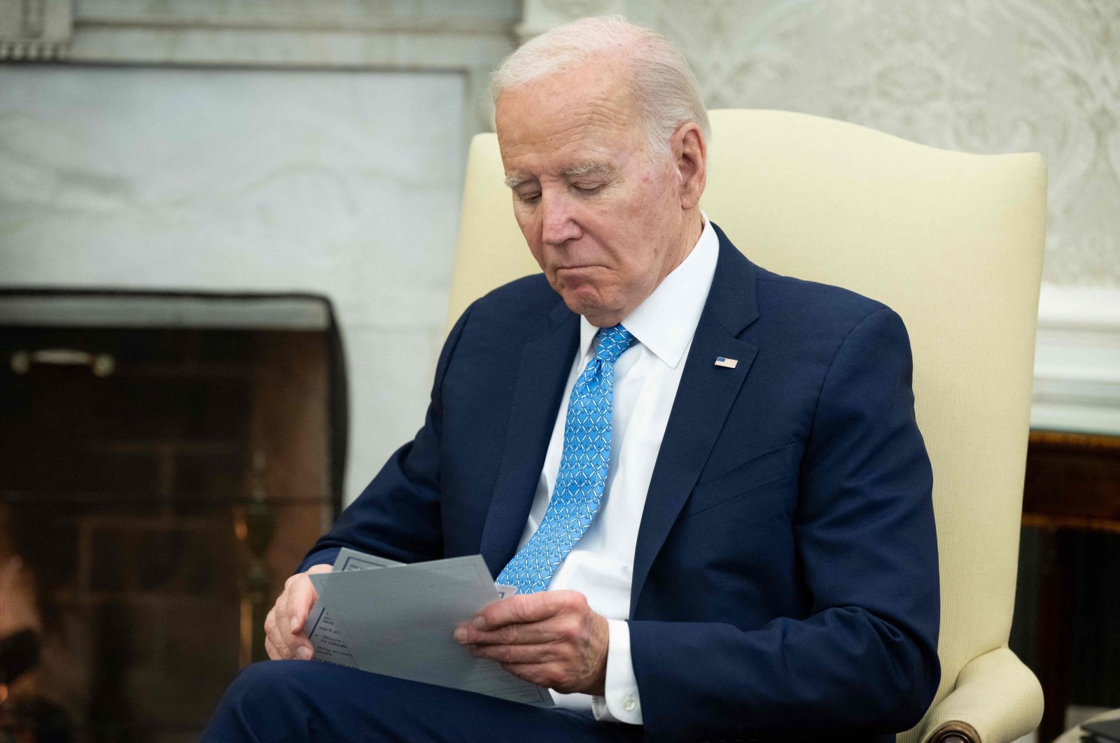 U.S. President Joe Biden looks on during a meeting in the White House, Washington, D.C., March 1, 2024. (AFP Photo)