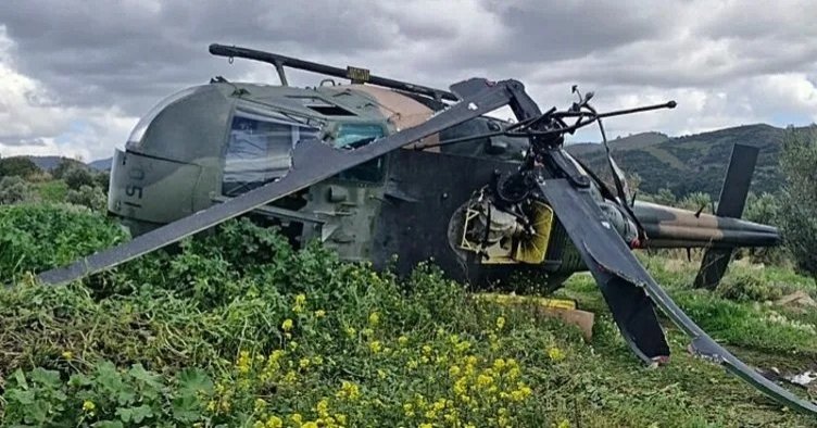 A view of the crashed helicopter, Izmir, western Türkiye, March 5, 2024. (Sabah Photo)