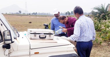 Indian police and forensic team investigate and collect samples at the site where a Spanish tourist was gang-raped, near Kurmahaat, Dumka, Jharkhand state, India, March 4, 2024. (EPA Photo)