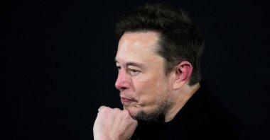X (formerly Twitter) CEO Elon Musk gestures during an in-conversation event with Britain&#039;s Prime Minister Rishi Sunak in London on Nov. 2, 2023. (AFP File Photo)