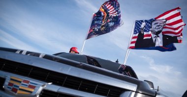 Supporters of Donald Trump gather in front of the Mar-a-Lago estate, Palm Beach, Florida, U.S., March 5, 2024. (AA Photo)