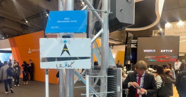 Ulak Communication introduced its recently developed national technology solutions at the Mobile World Congress (MWC 2024) in Barcelona, Spain, Feb. 28, 2024. (AA Photo)
