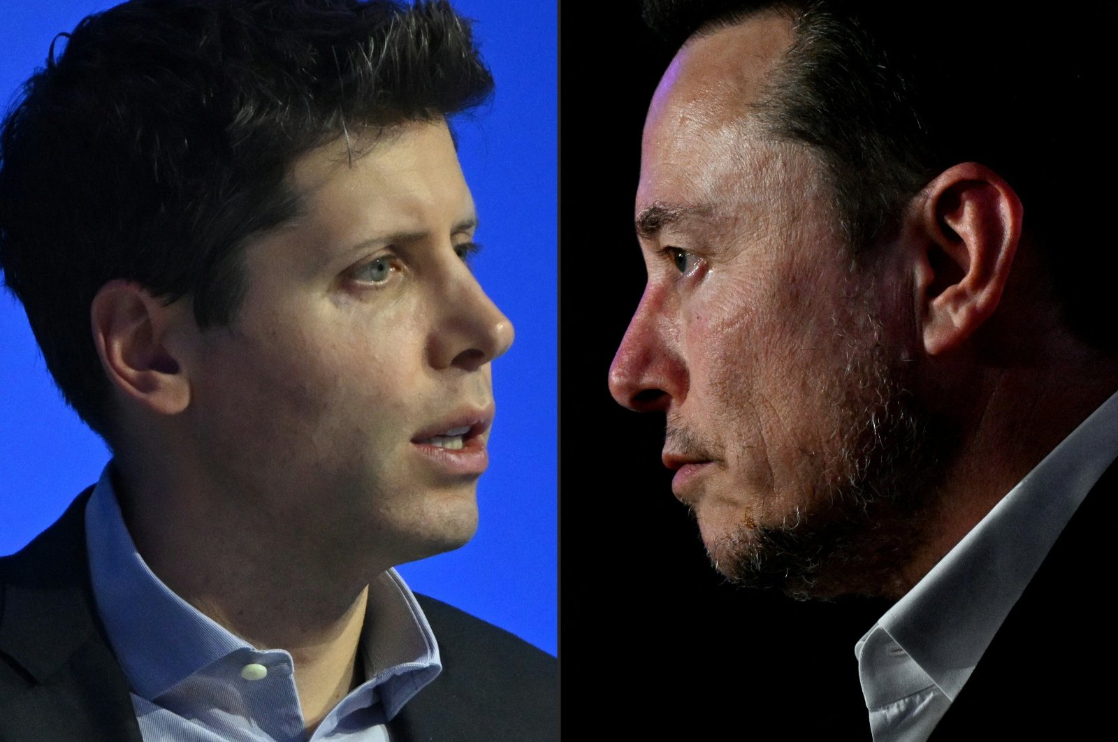 This combination of pictures shows Sam Altman, CEO of OpenAI in San Francisco, California on Nov. 16, 2023, and X CEO Elon Musk in Krakow, Poland on Jan. 22, 2024. (AFP Photo)