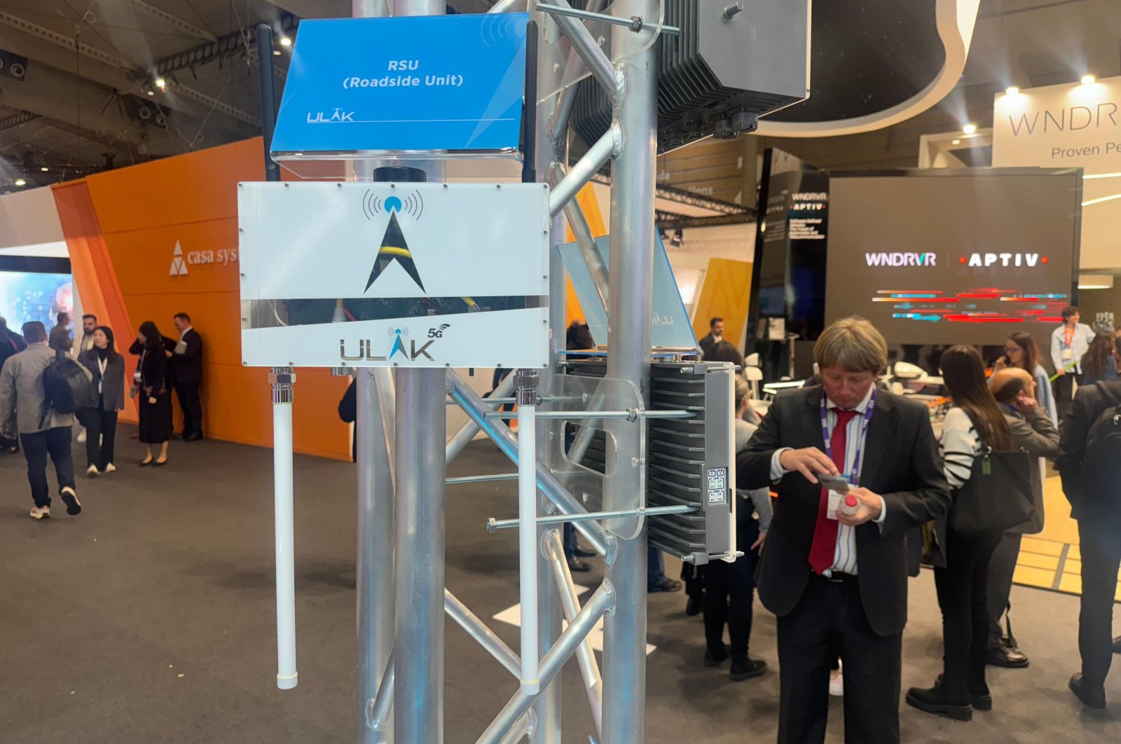 Ulak Communication introduced its recently developed national technology solutions at the Mobile World Congress (MWC 2024) in Barcelona, Spain, Feb. 28, 2024. (AA Photo)
