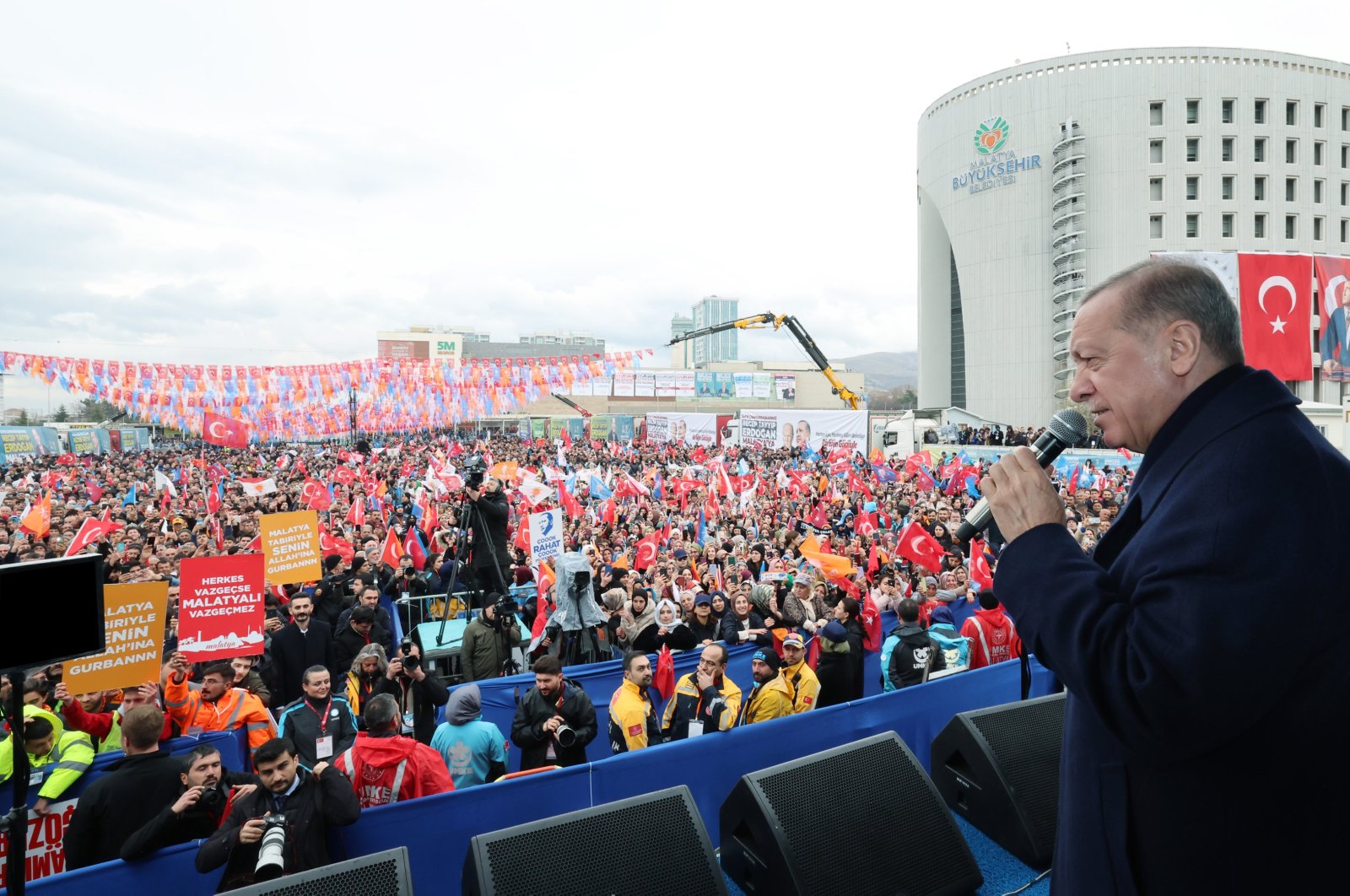 President Recep Tayyip Erdoğan speaks at the election rally, Malatya, eastern Türkiye, March 6, 2024. (AA Photo)