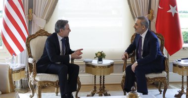 U.S. Secretary of State Antony Blinken (L) meets with Foreign Minister Hakan Fidan, Istanbul, Türkiye, Jan. 6, 2024. (AP Photo)