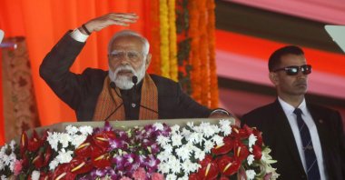 Indian PM Narendra Modi addresses a rally in Srinagar, the summer capital of Jammu and Kashmir, India, March 7, 2024. (EPA Photo)