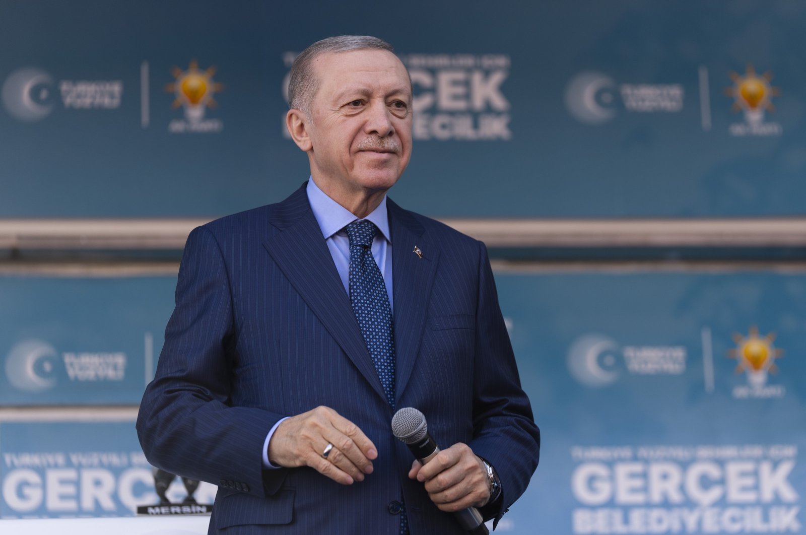President Recep Tayyip Erdoğan attends an election rally, Mersin, southern Türkiye, March 7, 2024. (AA Photo)