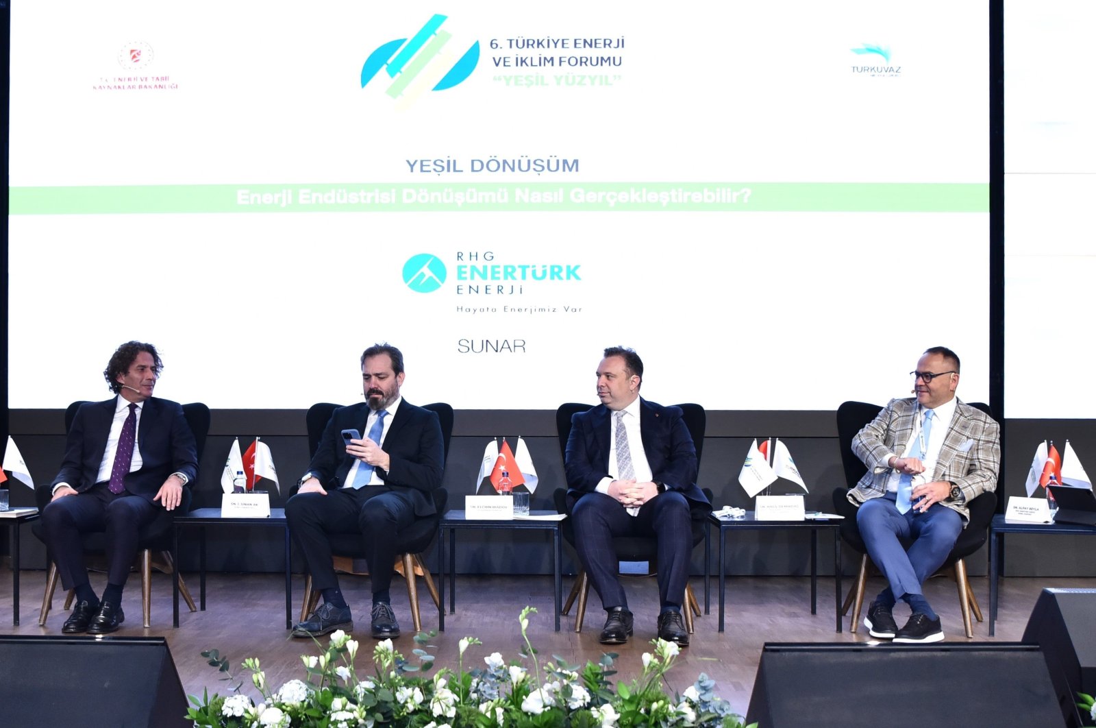 Energy industry representatives address the topic of &quot;green transformation,&quot; during the &quot;Energy and Climate Forum,&quot; organized at Turkuvaz Media Center, Istanbul, Türkiye, March 7, 2024. (Sabah Photo)