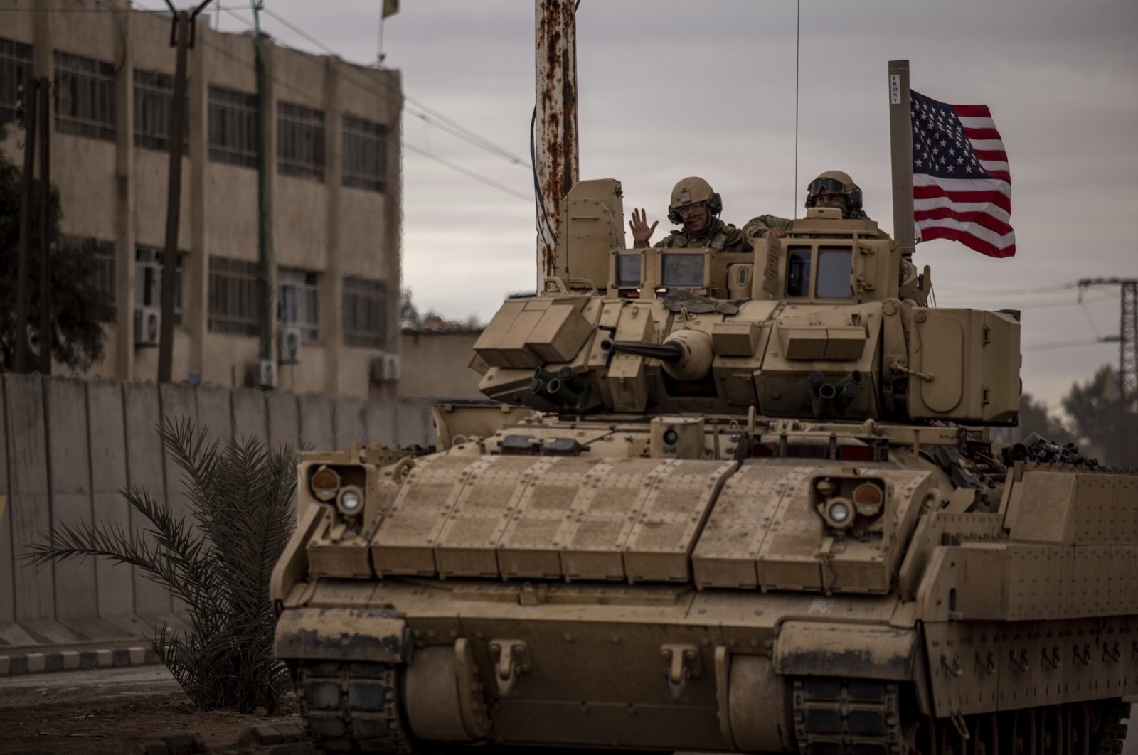 American soldiers patrol in Hassakeh, a town controlled by the PKK/YPG terrorist group, Syria, Feb. 8, 2022. (AP Photo)