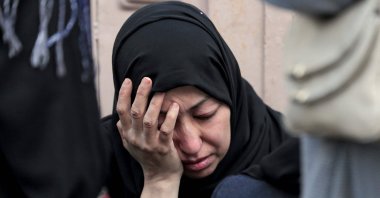 A Palestinian woman mourns at Al-Aqsa Hospital in Deir el-Balah as people mourn the death of loved ones killed by Israeli bombardment, Gaza Strip, Palestine, March 6, 2024. (AFP Photo)